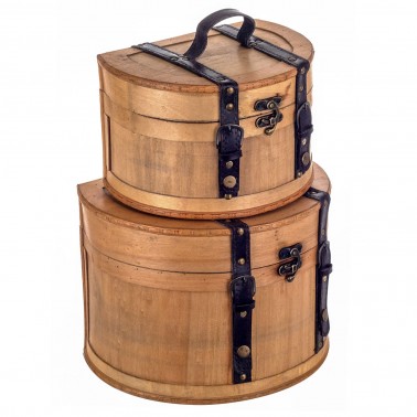 Juego de 2 maletas de madera estilo vintage  Baúles, Cajas y Cestas