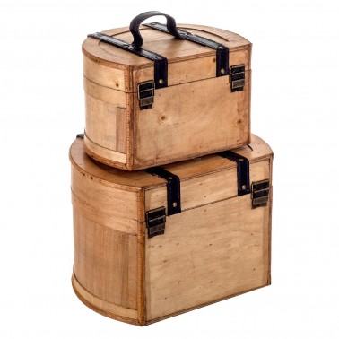 Juego de 2 maletas de madera estilo vintage  Baúles, Cajas y Cestas