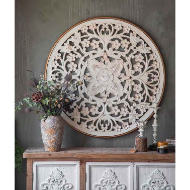 Panel decorativo madera tallada mandala  Paneles Decorativos