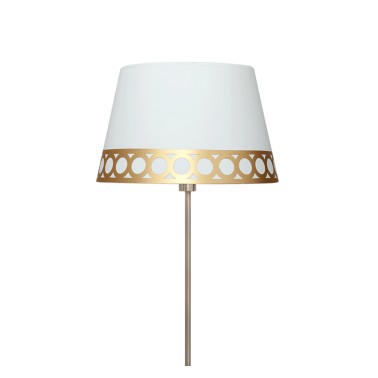 Lámpara de pie con pantalla blanca y oro serie Asera  Lámparas de pie