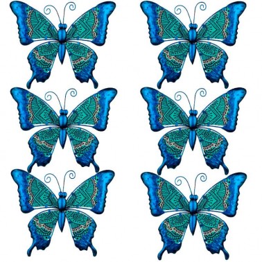 Set de 6 adornos pared mariposas cristal azul  Varios decoración