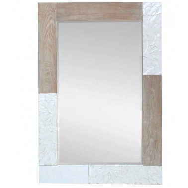 Espejo de pared rectangular madera natural y blanco  Espejos