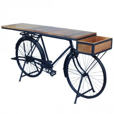 Consola Aparador Bicicleta Vintage con Cesto  Muebles Auxiliares