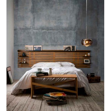 Cabecero de cama de madera tallada color gris