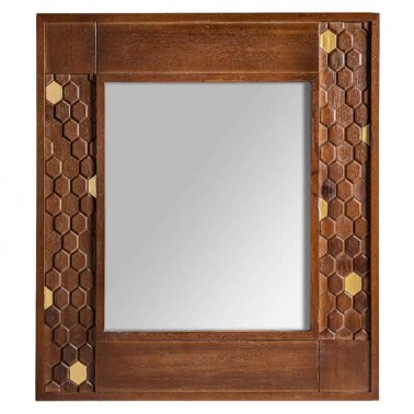 Espejo de pared marco de madera Serie Hexágonos Dorados  Espejos