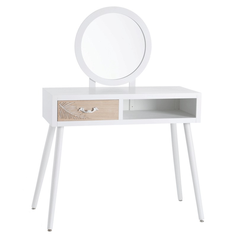 Mueble tocador con espejo redondo Serie Hojas -Muebles Auxiliares