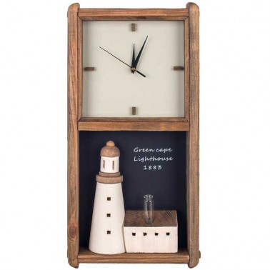 Reloj de pared madera reciclada diseño faro  Relojes Decorativos