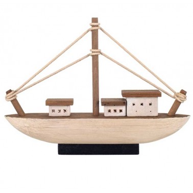 Barco decorativo de madera reciclada  Figuras y Jarrones