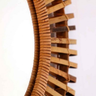 Espejo de Pared Redondo Marco Bambú Natural  Espejos