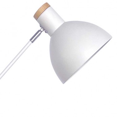 Lámpara de Pie Articulable Blanca y Madera Serie Galt  Lámparas de pie