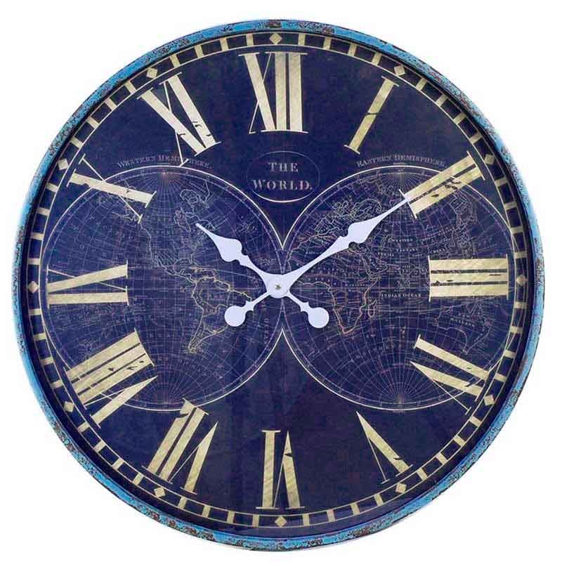 Reloj de Pared Redondo Vintage Mapamundi  Relojes Decorativos