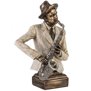 Figura decorativa músico tocando el saxo  Figuras y Jarrones