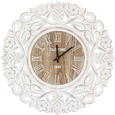 Reloj de pared redondo blanco decapado  Relojes Decorativos