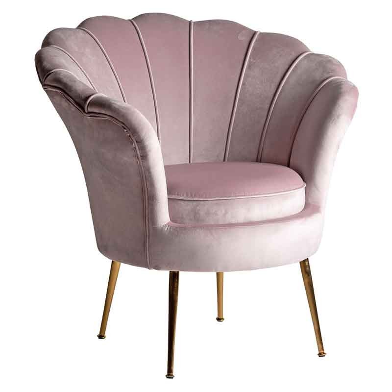 Sillón tapizado terciopelo rosa Serie Cleo  Sillones