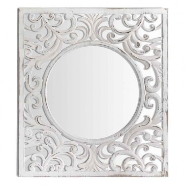 Espejo de pared blanco decapado Serie Nako  Espejos