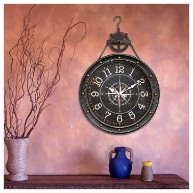 Reloj de pared negro rosa de los vientos  Relojes Decorativos