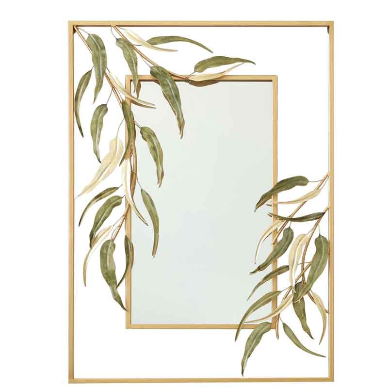 Espejo de pared rectangular marco hojas metálicas  Espejos