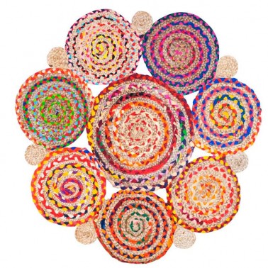 Alfombra multicolor fibras naturales hecha a mano  Alfombras