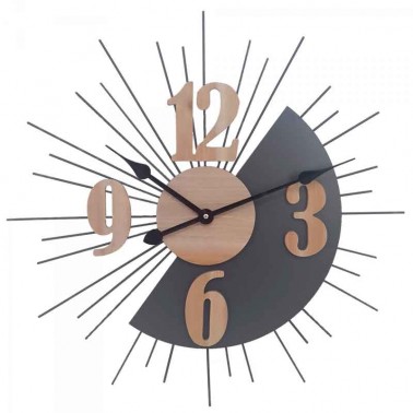 Reloj de pared madera y metal estilo moderno  Relojes Decorativos