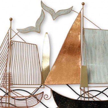 Adorno pared barcos metal, apliques barcos para colgar en el hogar