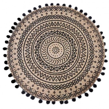 Salvamantel individual redondo negro y beige  Textil de mesa