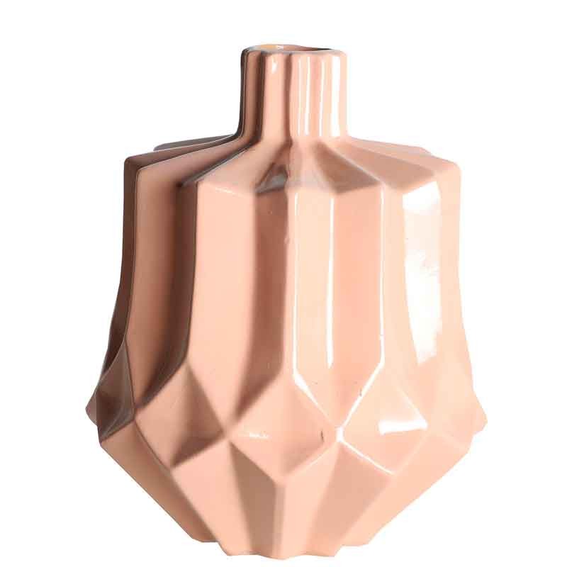 Jarrón bajo de cerámica rosa palo Serie Nomi  Figuras y Jarrones
