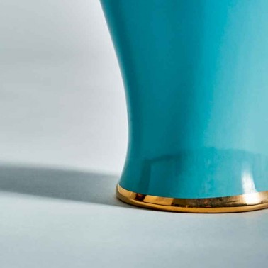 Tibor alto cerámica azul y dorado Serie Afra  Figuras y Jarrones