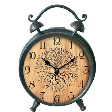 Reloj de sobremesa estilo vintage negro y madera  Relojes Decorativos