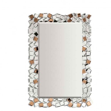 Espejo rectangular marco cubos plateado y cobrizo  Espejos