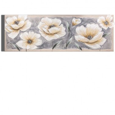 Cuadro flores en relieve fondo gris  Cuadros