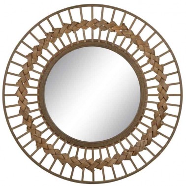 Espejo de Pared Redondo de Bambú  Espejos