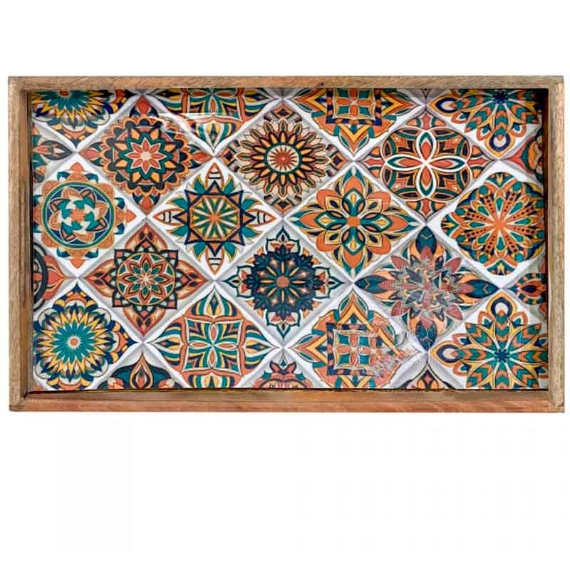 Bandeja de madera diseño mosaico  Vajillas, Cristalería y Menaje
