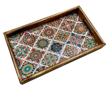 Bandeja de madera diseño mosaico  Vajillas, Cristalería y Menaje