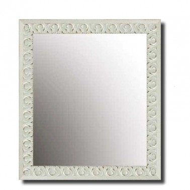 Tienda espejo de pared estilo clásico color blanco roto rozado.