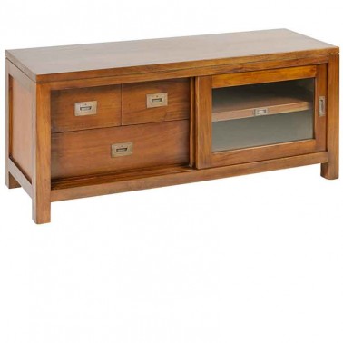 Mueble tv estilo clásico madera caoba