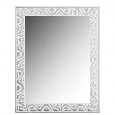 Espejo de pared moderno blanco y plateado.