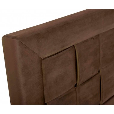 Cabezal para cama 150 cm acolchado y tapizado terciopelo marrón
