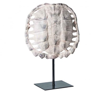 Figura decorativa de caparazón de tortuga, en tonos grises.