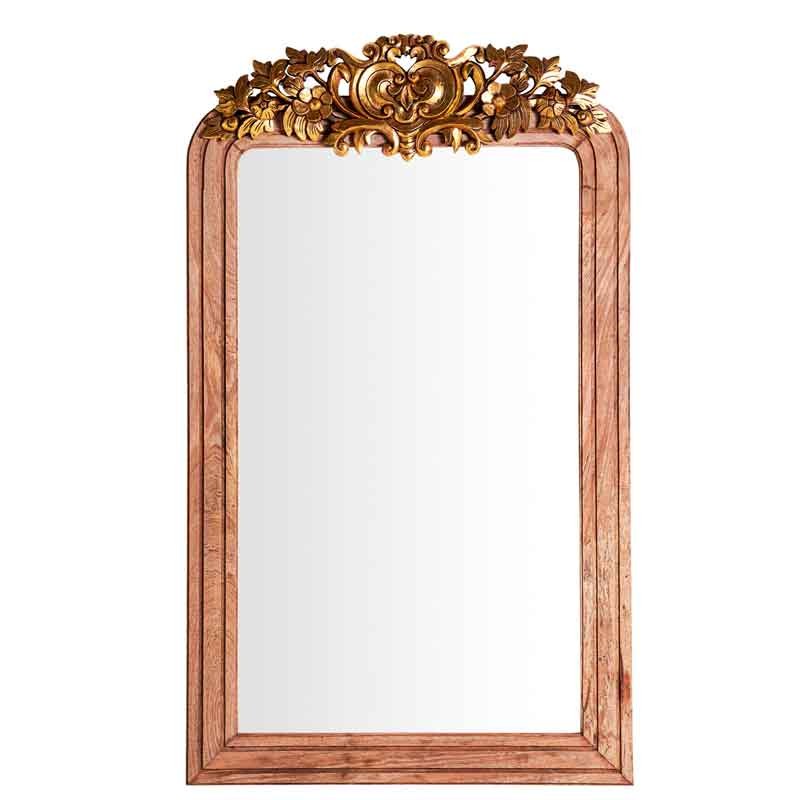 Espejo rectangular marco de madera de teca tallada