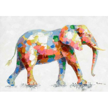Cuadro pintado al óleo elefante. Pintura decorativa