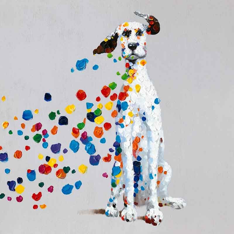 Cuadro pintura al óleo perro multicolor -Cuadros