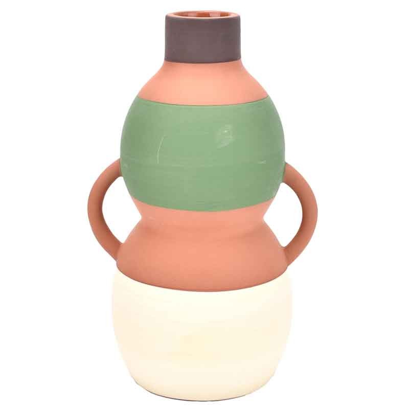 Jarrón de cerámica con un original diseño multicolor