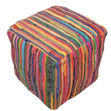Puf reposapiés de diseño alegre y colorido realizado con algodón