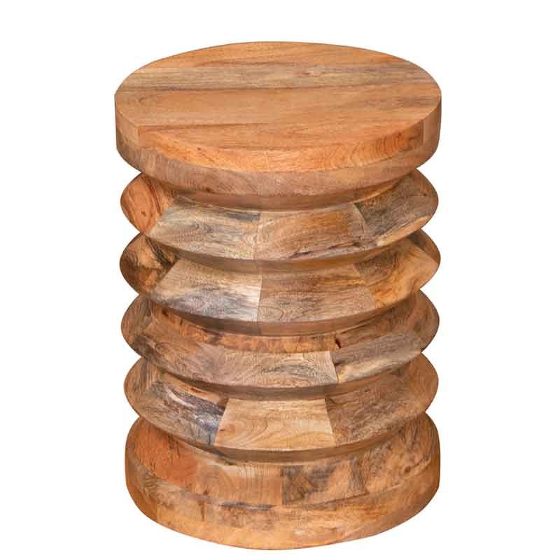 Mesita auxiliar redonda de madera maciza, puedes utilizarla como taburete