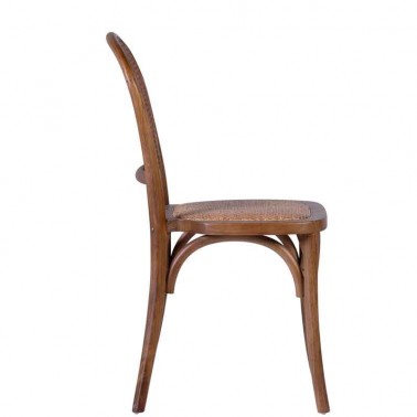 Silla de comedor estilo clásico madera maciza, asiento y respaldo de ratán natural.