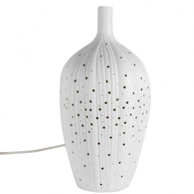Lámpara de sobremesa diseño jarrón blanco. Jarrón con luz