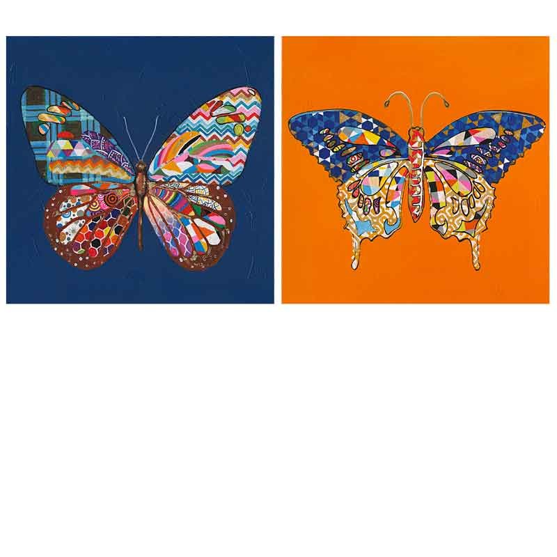 Conjunto de 2 cuadros decorativos mariposas modernas. Comprar cuadros