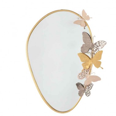 Espejo de pared ovalado marco dorado estilo glam. Comprar espejos decorativos