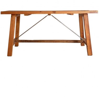 Mesa de comedor rectangular, hecha a mano con madera maciza de caoba.