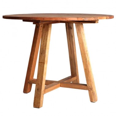 Mesa comedor redonda madera maciza de caoba. Fabricación artesanal.